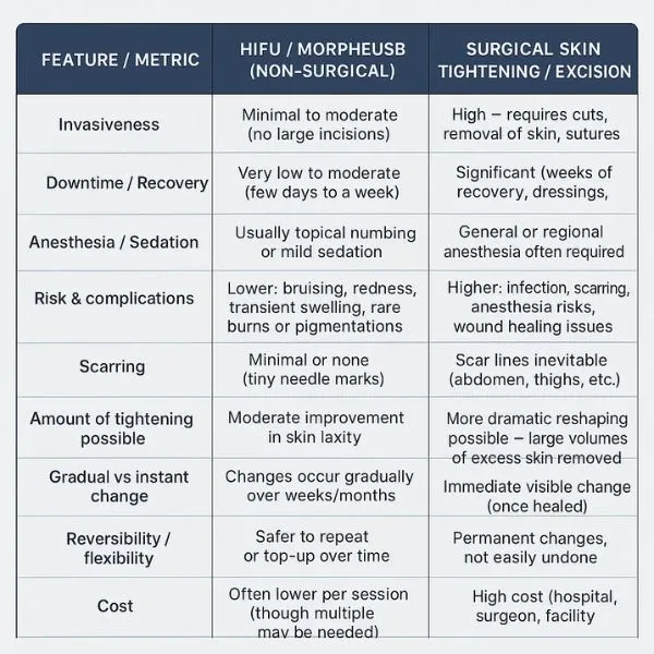 Lost the Weight but Not the Loose Skin? 3 A table showing the benefits of Lipo Sculpt Taunton treatments to combat loose skin.